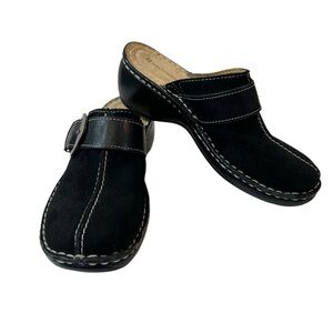 Naturalizer Black Suede Mules with Strap